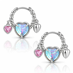Etincelle Heart Hoop Earrings - White Gold Plated