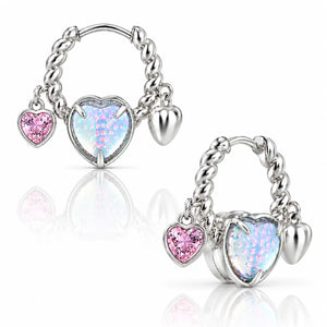 Etincelle Heart Hoop Earrings - White Gold Plated