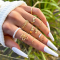 Flora Lace – Openwork Flower Ring Set - Jewellar