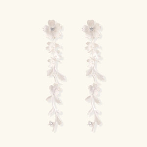 Pair of floral earrings on a white background