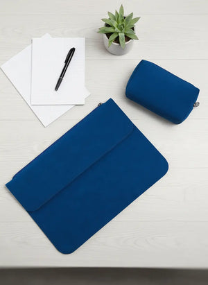 FrostGuard frosted PU leather laptop sleeve with magnetic flap and microfiber lining—slim protective case for 13, 14, and 15.6 inch laptops.