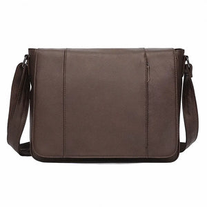 Hawthorne men’s brown genuine oil-wax leather messenger shoulder bag, 34.5×11×26.5 cm, 1.15 kg, adjustable strap.