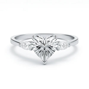 S925 sterling silver heart halo ring with 8×8 mm heart-cut high-carbon center and micro-pavé accents (HeartLuxe).