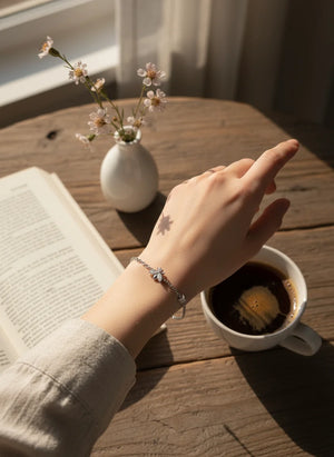 “HoneyLuxe S925 silver bee bracelet with CZ rhinestones, adjustable, in Gold or White Gold tone.”