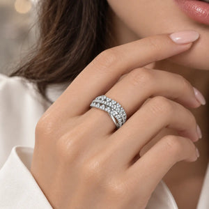 Infinity Crossover Moissanite Ring - 925 Sterling Silver