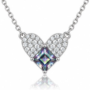 Irielle Adjustable Rainbow Moissanite Heart Necklace - 925 Sterling Silver