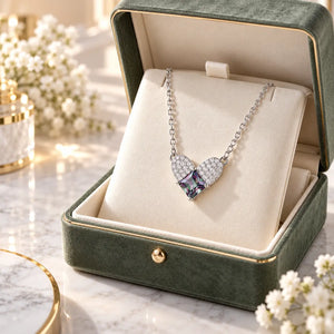Irielle Adjustable Rainbow Moissanite Heart Necklace - 925 Sterling Silver