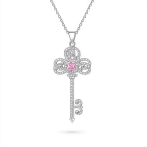 Iris Key – 925 Silver Pavé Diamond Pendant Necklace - Jewellar