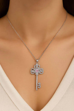 Iris Key – 925 Silver Pavé Diamond Pendant Necklace - Jewellar