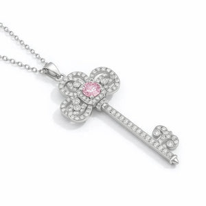 Iris Key – 925 Silver Pavé Diamond Pendant Necklace - Jewellar