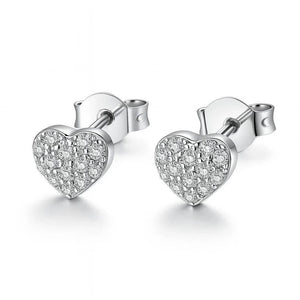 Liora Heart – 925 Silver Zircon Stud Earrings - Jewellar