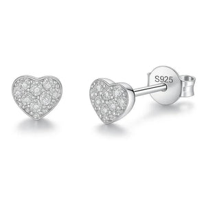 Liora Heart – 925 Silver Zircon Stud Earrings - Jewellar