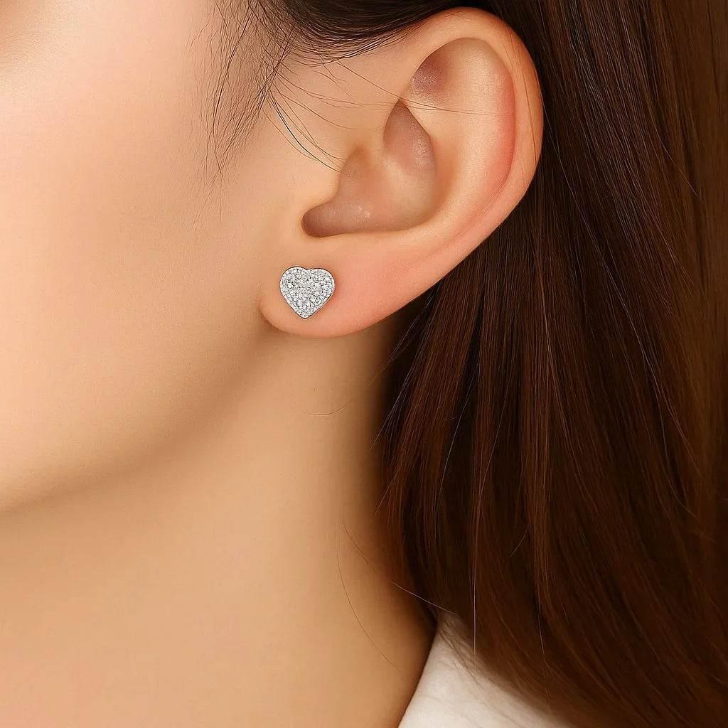 Liora Heart – 925 Silver Zircon Stud Earrings - Jewellar