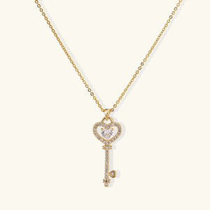 Liora Key Necklace – 14K Gold Plated Heart Key Pendan Jewellar