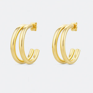 Luma Duo – 14K Gold Double-Layer Titanium Steel Studs - Jewellar