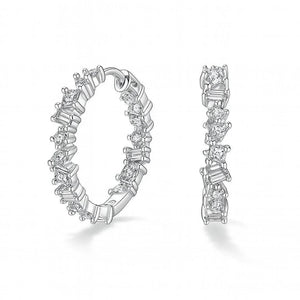 Luna Edge – 925 Sterling Silver Irregular Zircon Earrings - Jewellar