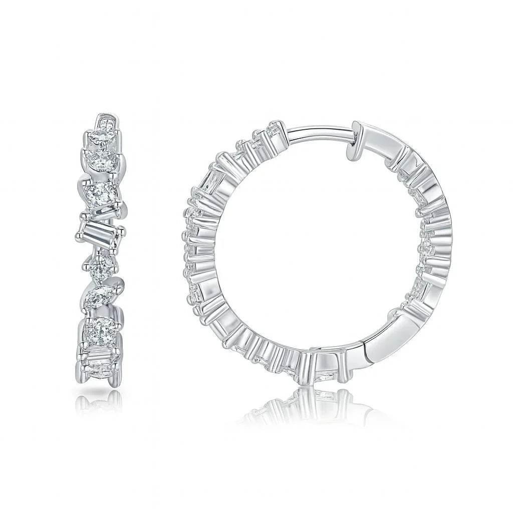 Luna Edge – 925 Sterling Silver Irregular Zircon Earrings - Jewellar