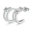 Luna Gleam – 925 Silver Double Ring Tassel Earrings - Jewellar
