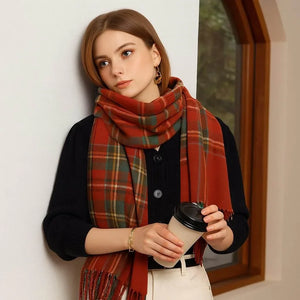 Luna Grid – Imitation Cashmere Winter Scarf - Jewellar