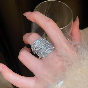 Luna Twist – Silver Zircon Wrap Ring - Jewellar