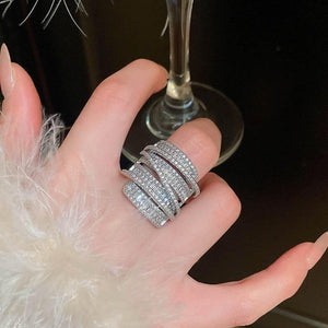 Luna Twist – Silver Zircon Wrap Ring - Jewellar