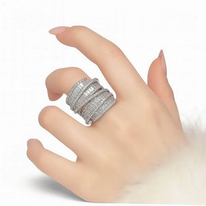 Luna Twist – Silver Zircon Wrap Ring - Jewellar