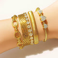 Lunaria Set – Gold Crystal Symbol Bracelet Stack - Jewellar