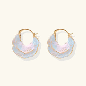 Hoop earrings with pastel gradient design on a white background