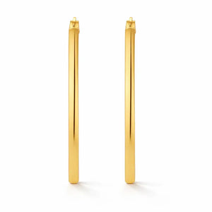 Gold hoop earrings on a white background