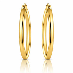 Gold Marquise Geometric Hoop Earrings in 925 Sterling Silver