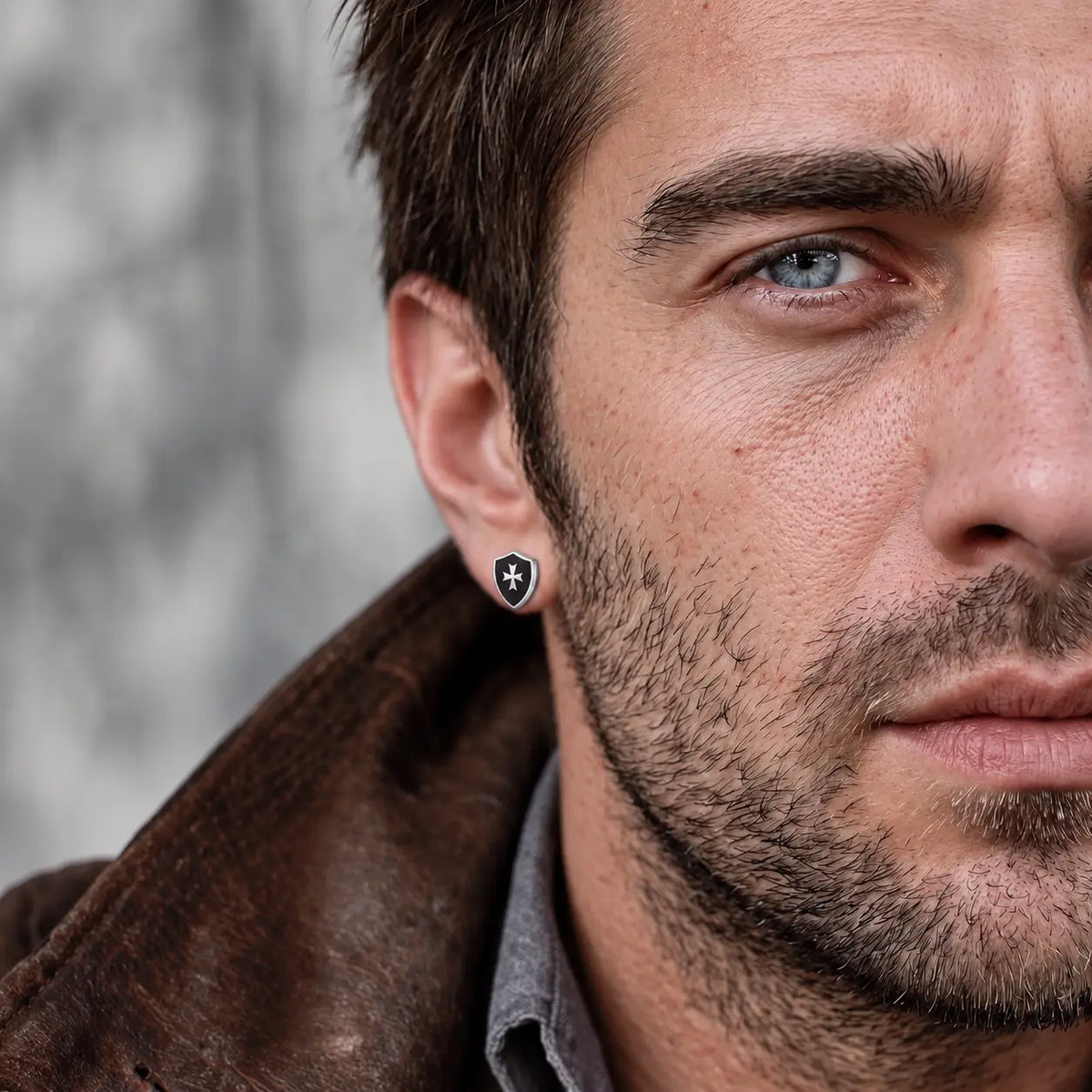 Men's Crusader Shield Earring