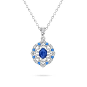 Midnight Bloom – 925 Silver Sapphire Flower Pendant - Jewellar