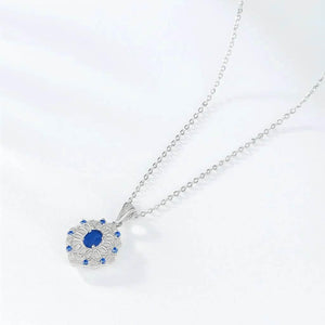 Midnight Bloom – 925 Silver Sapphire Flower Pendant - Jewellar