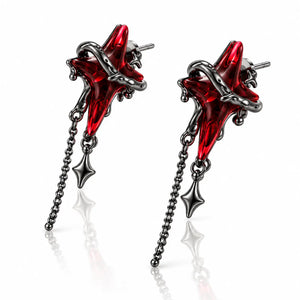 Midnight Butterfly Red Resin Jewelry Set - Gunmetal