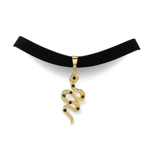 Nocturne Serpent – Velvet Gothic Snake Choker - Jewellar