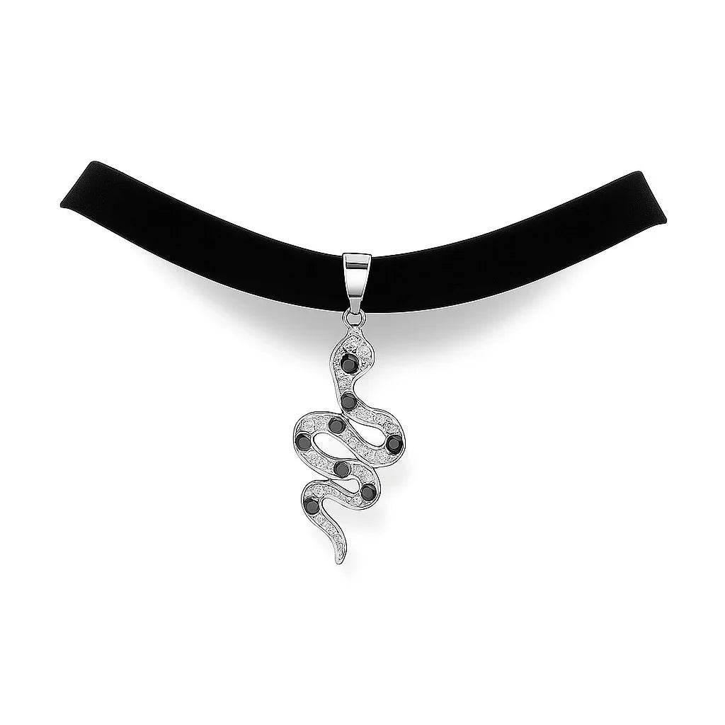 Nocturne Serpent – Velvet Gothic Snake Choker - Jewellar