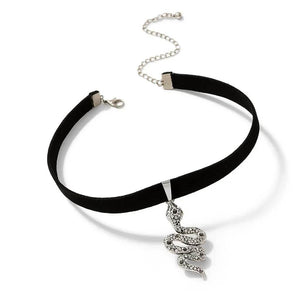 Nocturne Serpent – Velvet Gothic Snake Choker - Jewellar