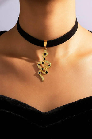 Nocturne Serpent – Velvet Gothic Snake Choker - Jewellar
