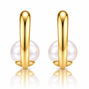 Norelle Simulated Pearl Half Hoops - 18K Gold-Plated 925 Sterling Silver Jewellar