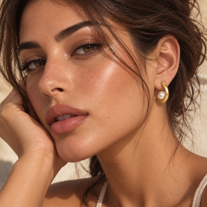 Norelle Simulated Pearl Half Hoops - 18K Gold-Plated 925 Sterling Silver