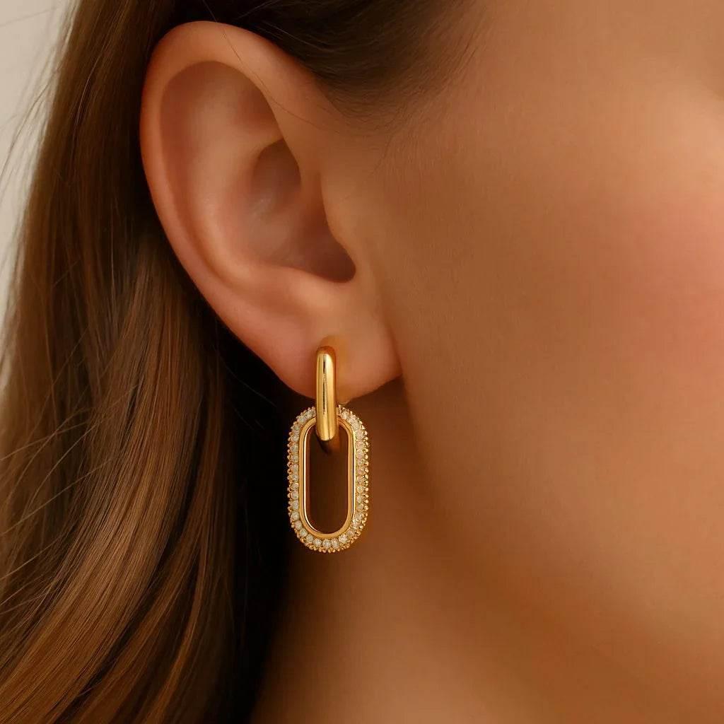 Nova Arc – Gold Plated Geometric Earrings - Jewellar