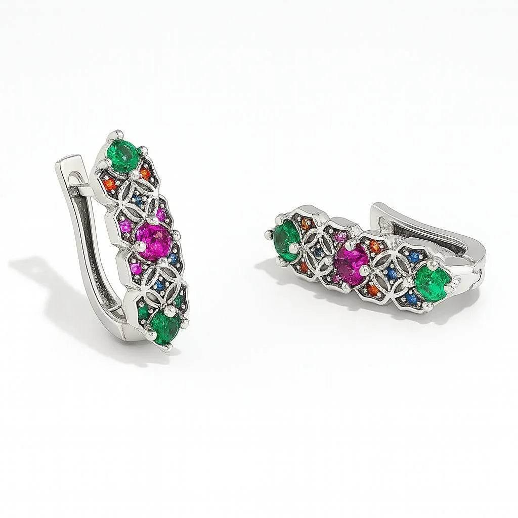 Nova Hue – 925 Sterling Silver Colorful Zircon Earrings - Jewellar