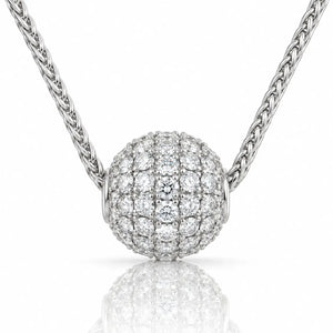 Orlisse Pave Moissanite Ball Necklace - 925 Sterling Silver