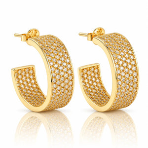 Pavé Arc Hoop Earrings - Gold or Silver Tone