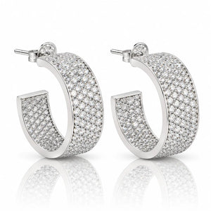 Pavé Arc Hoop Earrings - Gold or Silver Tone