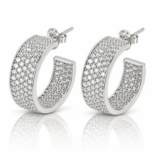 Pavé Arc Hoop Earrings - Gold or Silver Tone