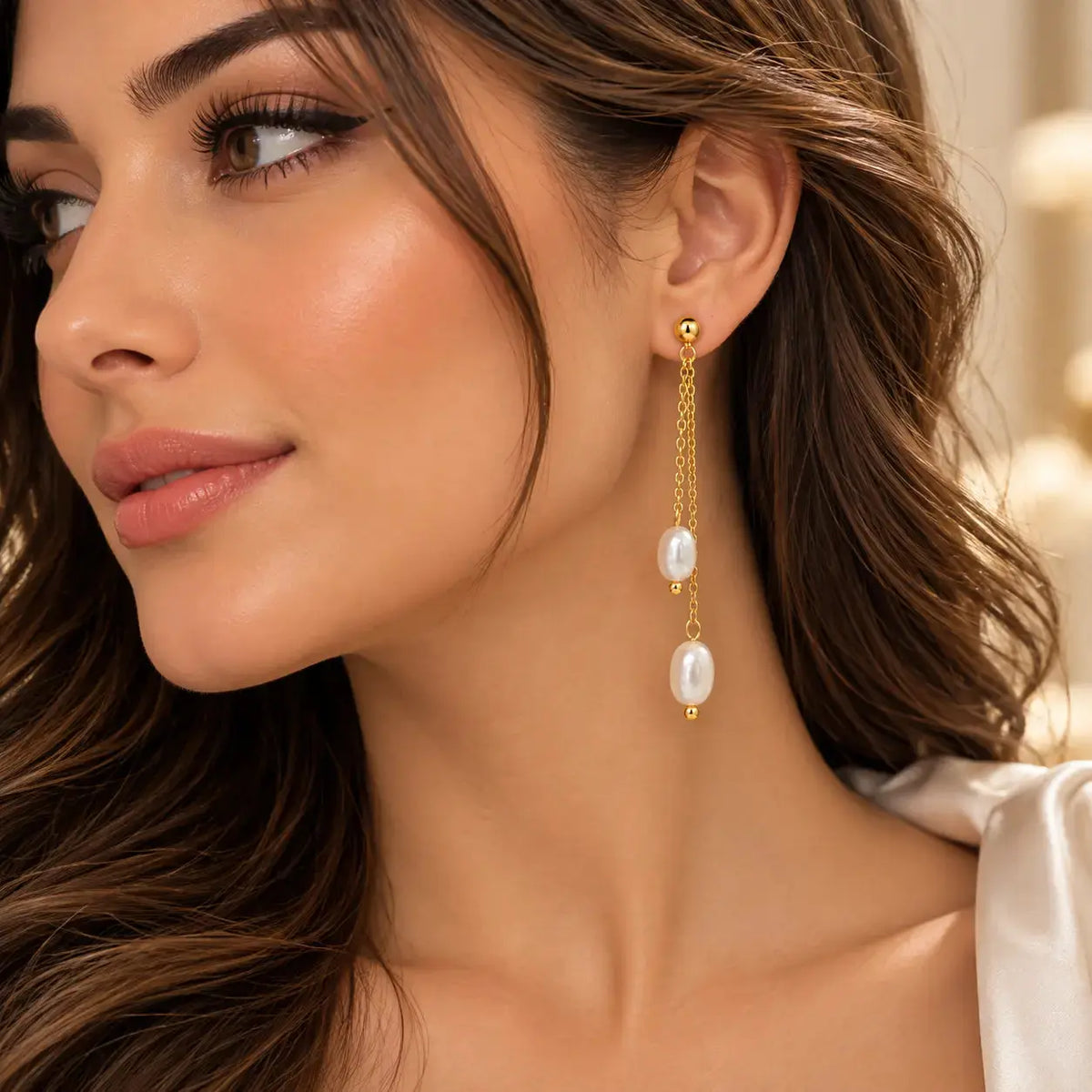 Pearl Cascade Tassel Earrings - 18K Gold PVD Plated