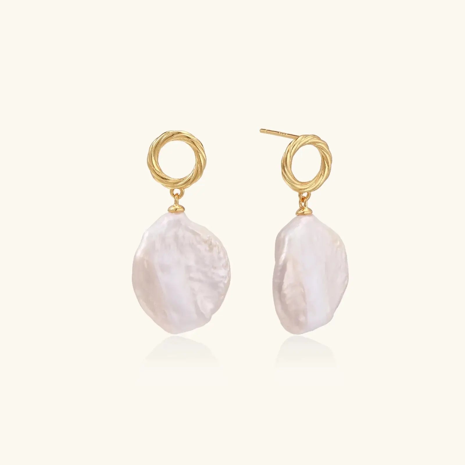 Pearl Glow Gold Drop Earrings – 18K Gold Vermeil Baroque Pearl - Jewellar