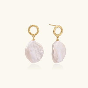 Pearl Glow Gold Drop Earrings – 18K Gold Vermeil Baroque Pearl - Jewellar