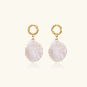 Pearl Glow Gold Drop Earrings – 18K Gold Vermeil Baroque Pearl - Jewellar